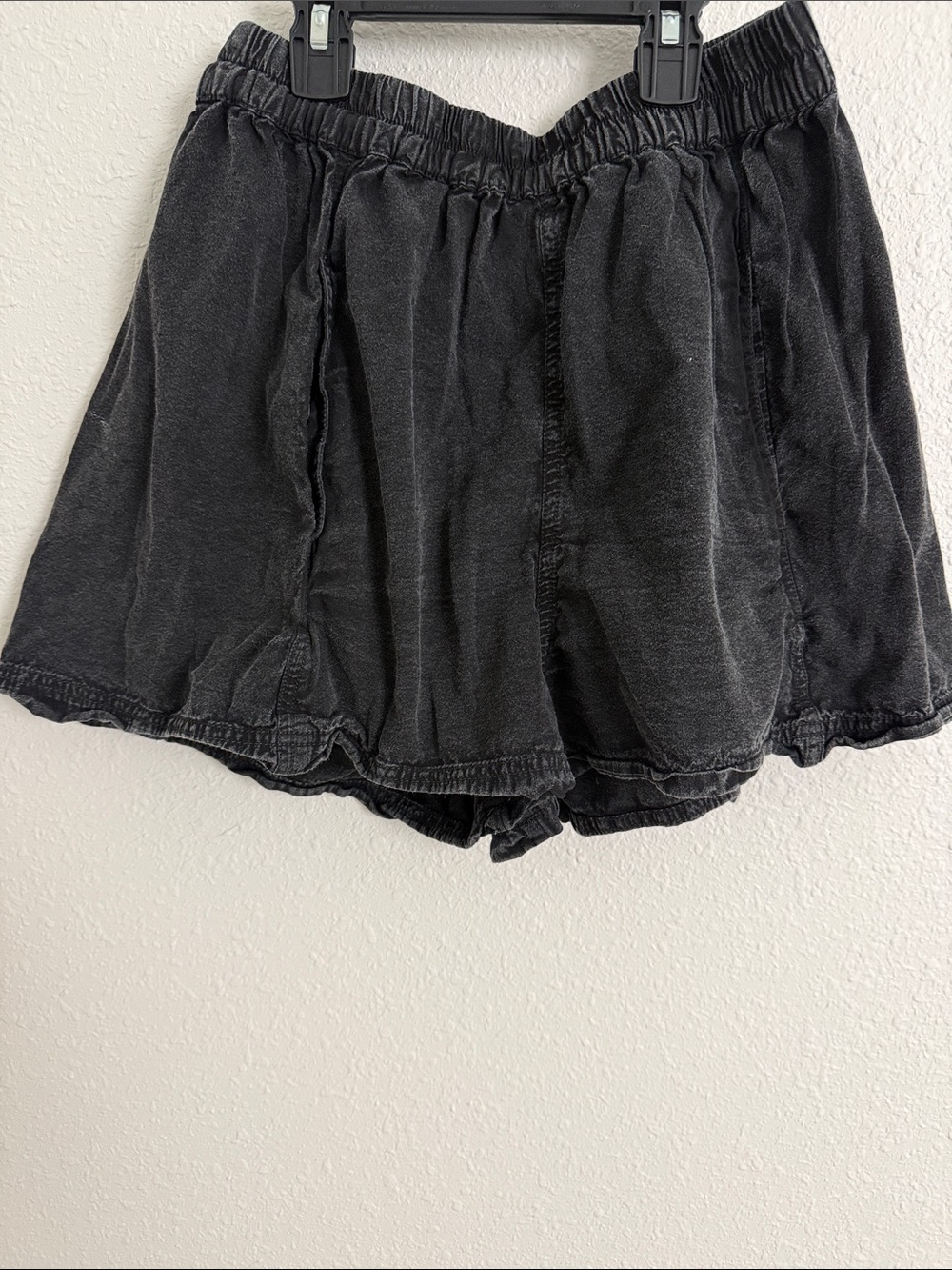 Free People Washed Black Elastic-Waist Athletic Shorts
